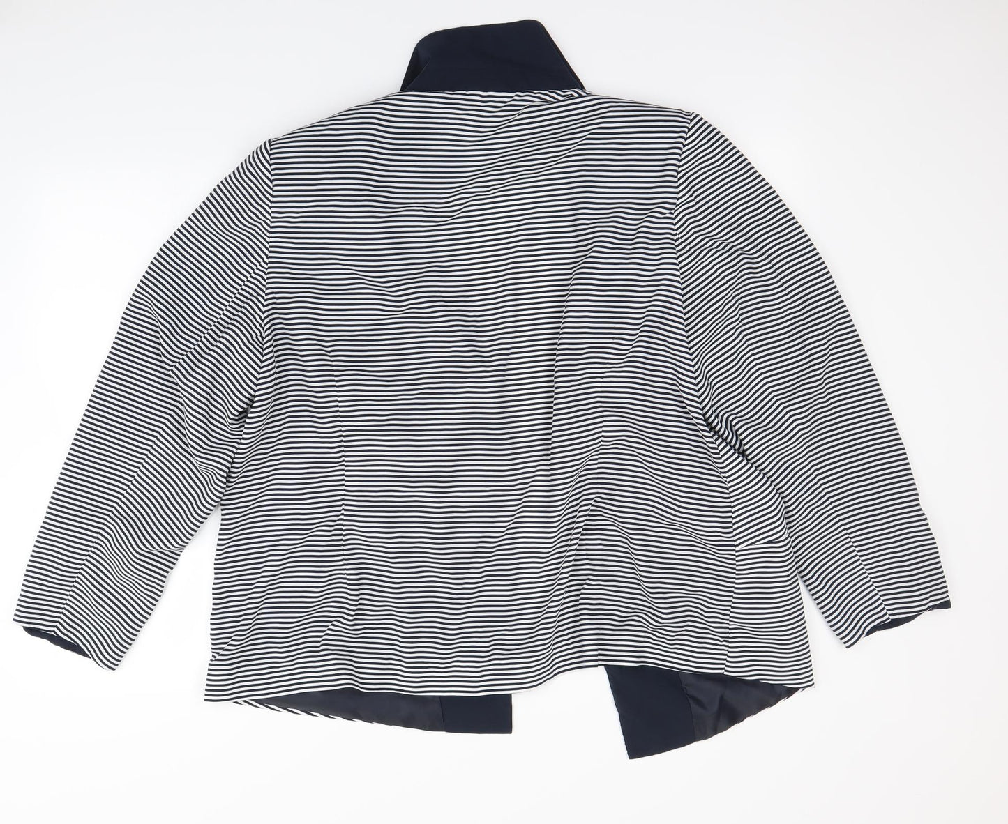 m&S Womens Black Striped  Cardigan Jumper Size 22  - Shoulder Pads