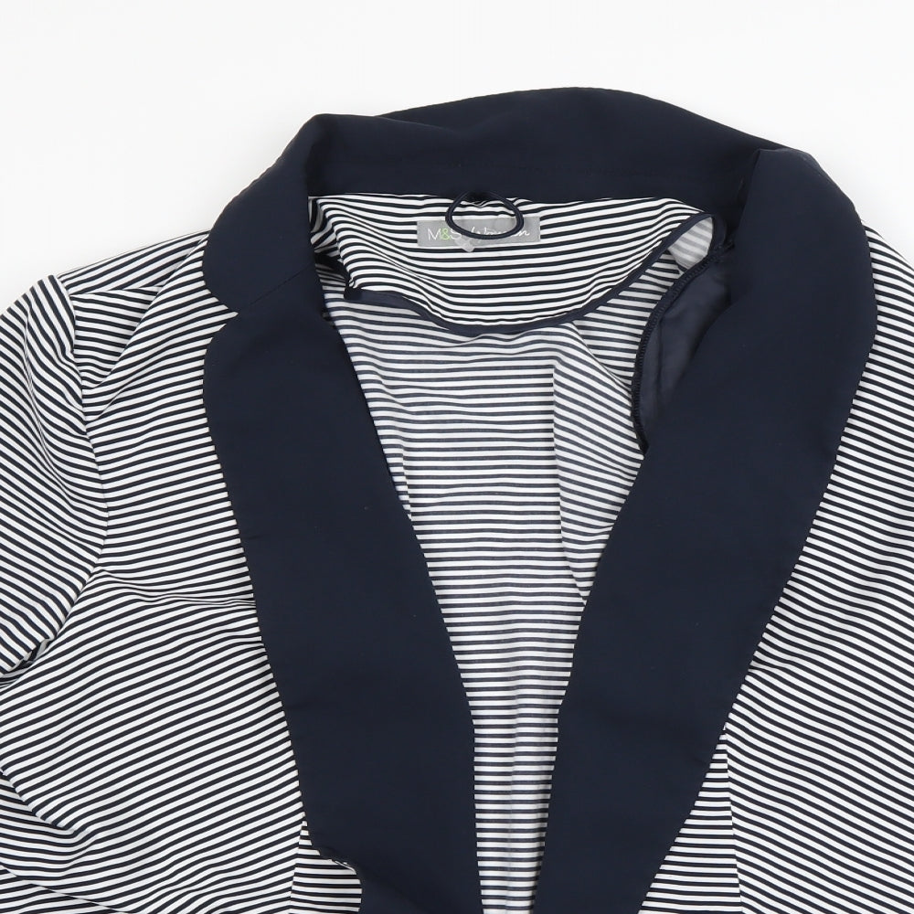 m&S Womens Black Striped  Cardigan Jumper Size 22  - Shoulder Pads