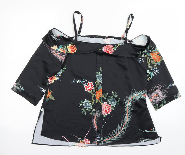 River Island Womens Black Floral  Basic Blouse Size 8