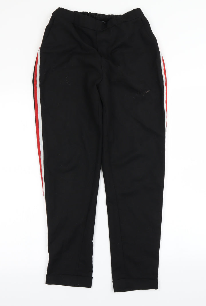 New Look Womens Black Striped Trousers Size 8 L28 in