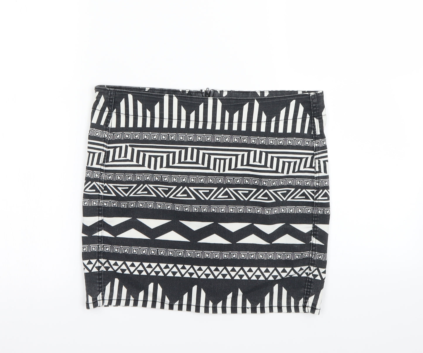 H&M Womens Black Geometric  Mini Skirt Size 8