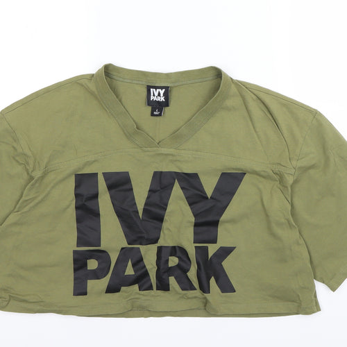 IVY PARK Womens Green   Cropped T-Shirt Size L