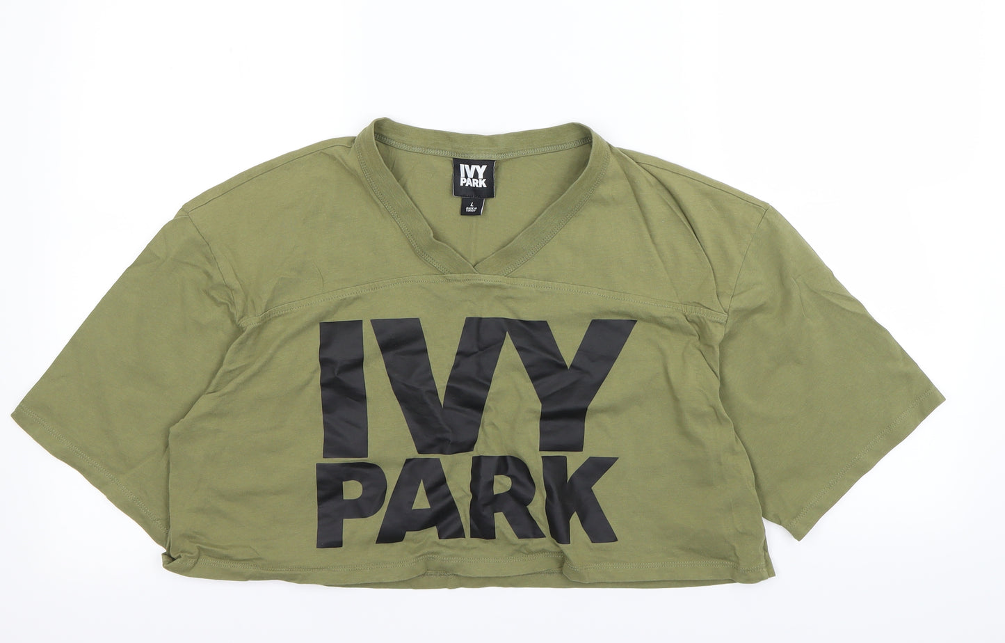 IVY PARK Womens Green   Cropped T-Shirt Size L