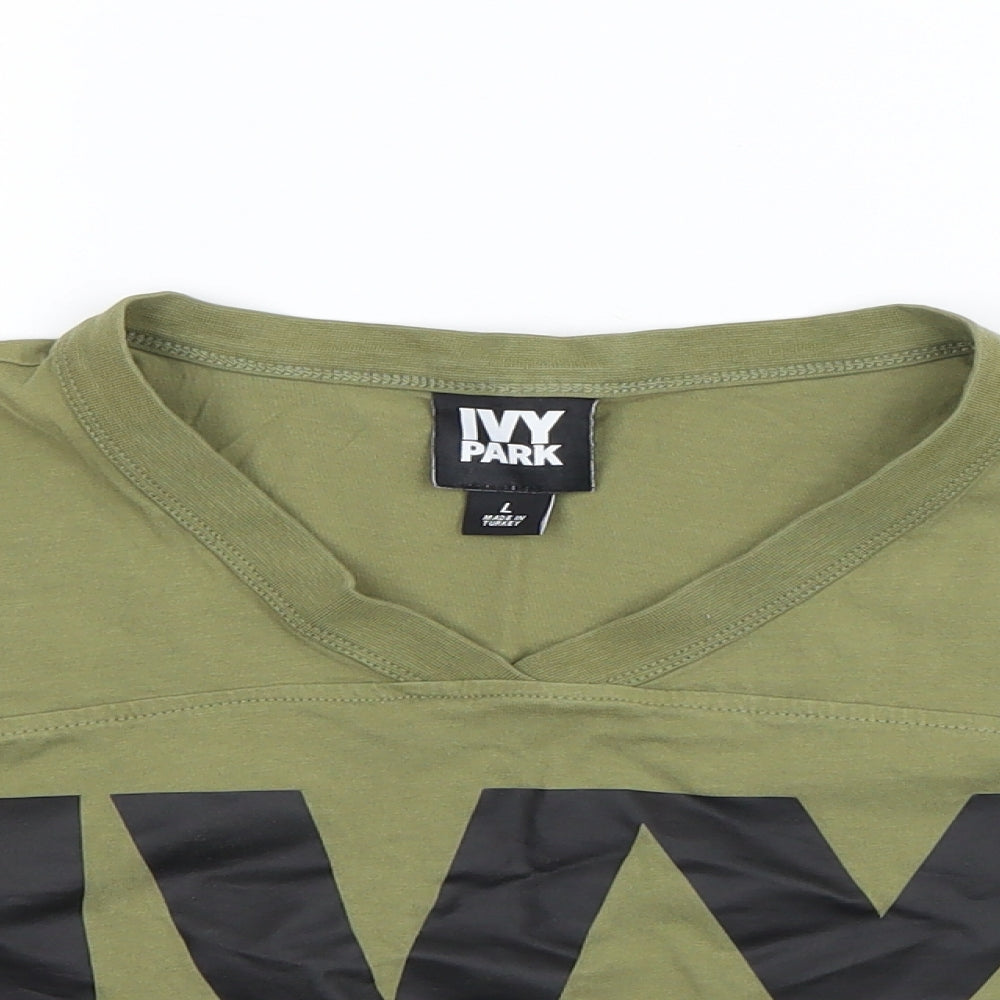 IVY PARK Womens Green   Cropped T-Shirt Size L