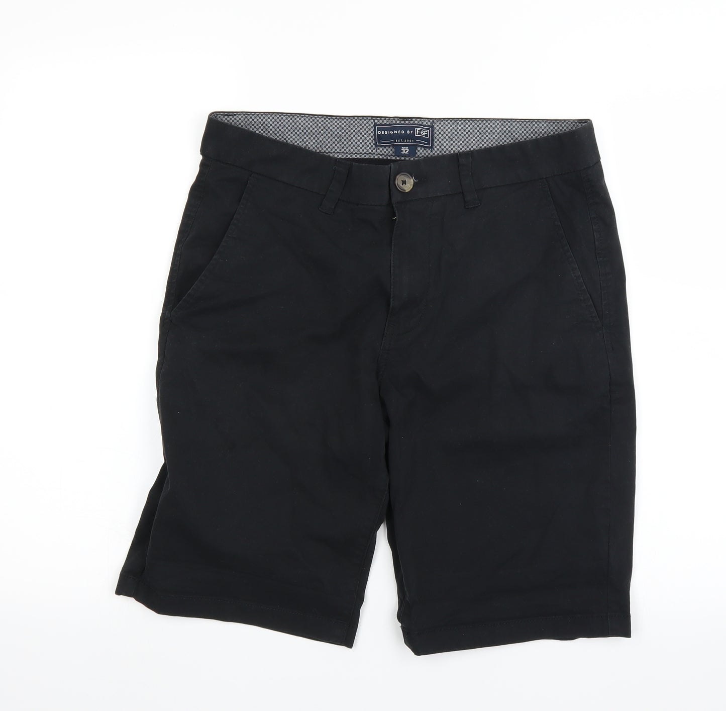 F&F Mens Black   Chino Shorts Size 32