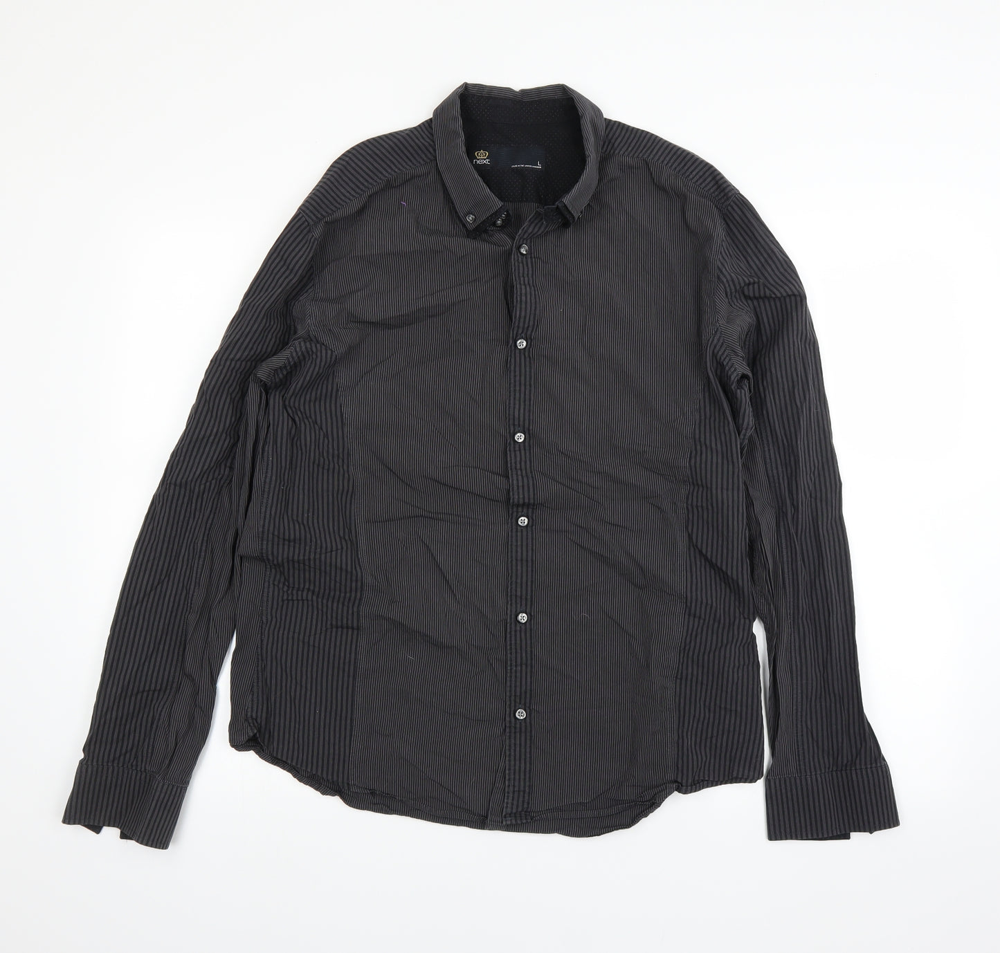 NEXT Mens Black    Dress Shirt Size L