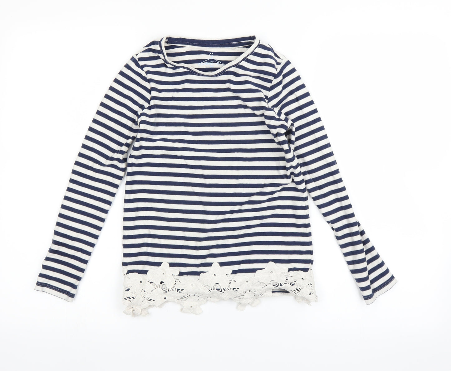 NEXT Girls Blue Striped  Basic T-Shirt Size 10 Years
