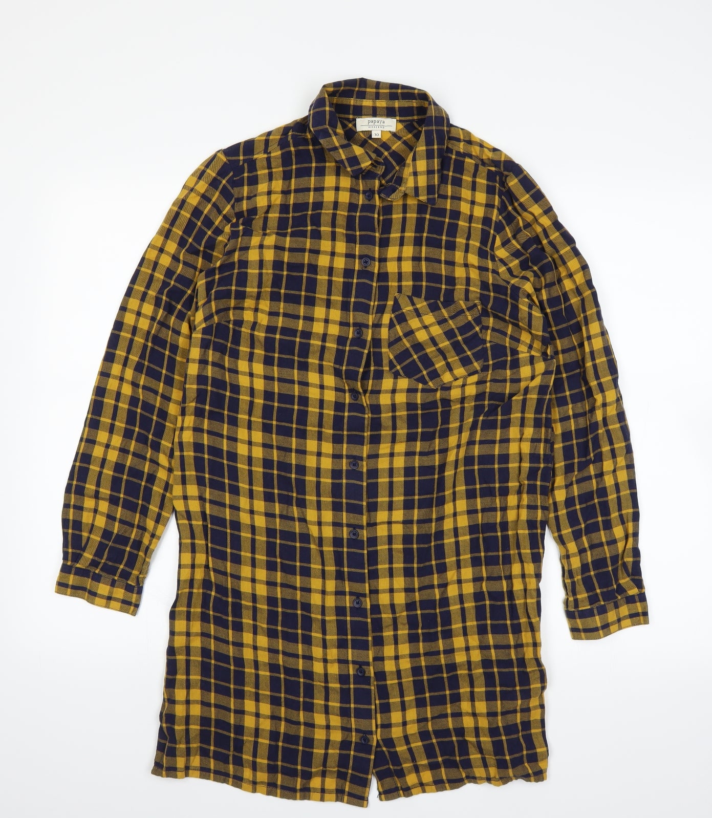 Papaya Womens Yellow   Basic Button-Up Size 10