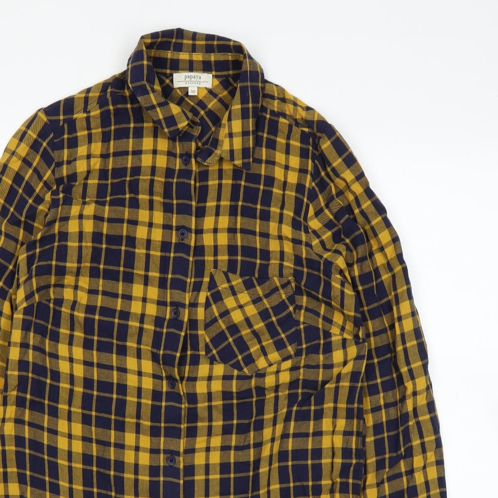 Papaya Womens Yellow   Basic Button-Up Size 10