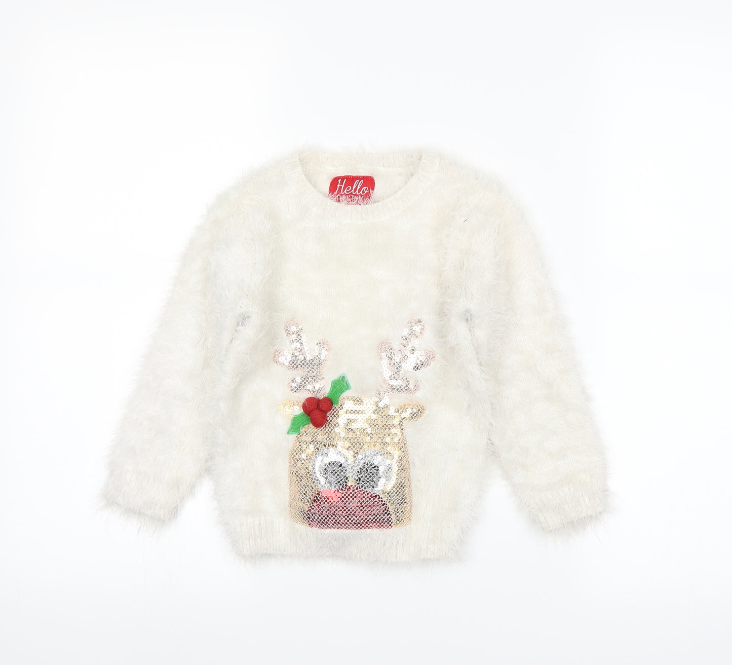 F&F Girls White   Pullover Jumper Size 3-4 Years