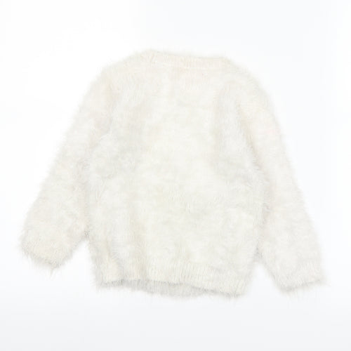 F&F Girls White   Pullover Jumper Size 3-4 Years