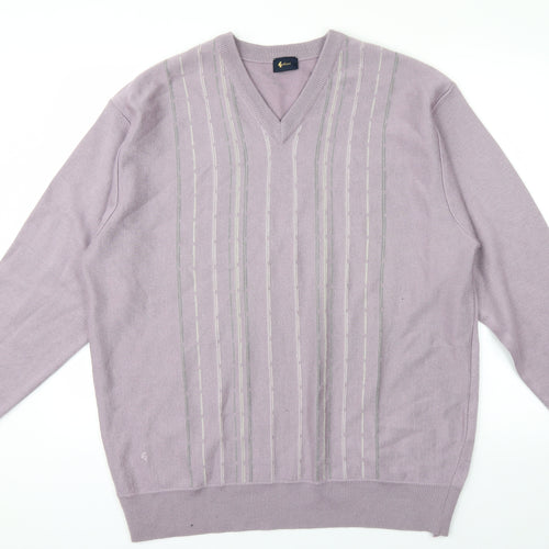 Gabicci Womens Purple Striped Knit Pullover Jumper Size XL