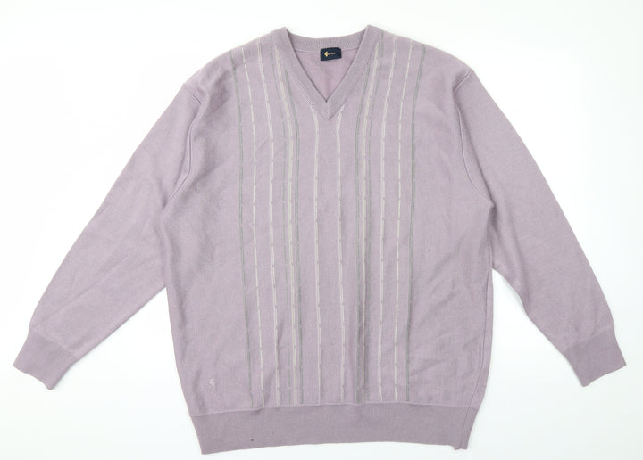 Gabicci Womens Purple Striped Knit Pullover Jumper Size XL