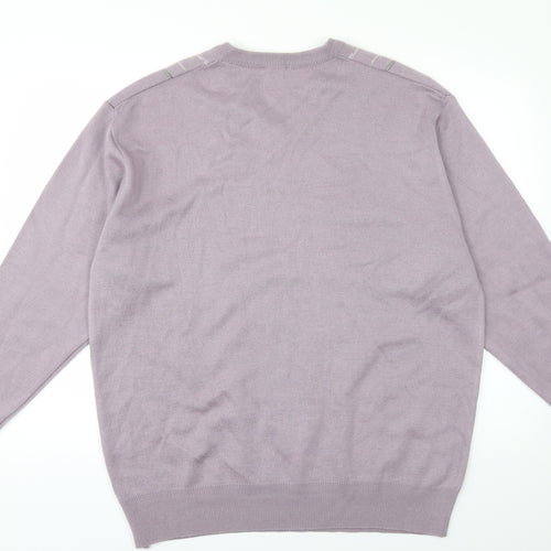 Gabicci Womens Purple Striped Knit Pullover Jumper Size XL