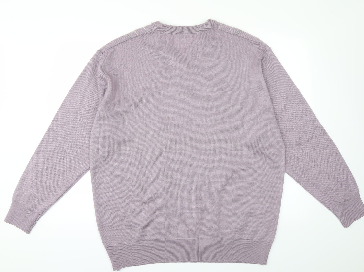 Gabicci Womens Purple Striped Knit Pullover Jumper Size XL