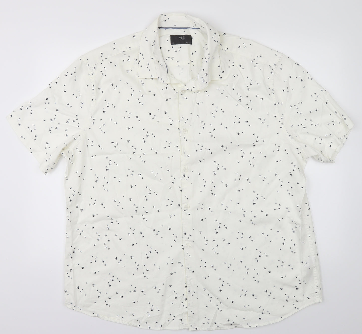Mark and Spencer Mens White Polka Dot   Button-Up Size 2XL