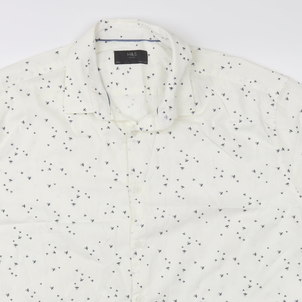 Mark and Spencer Mens White Polka Dot   Button-Up Size 2XL