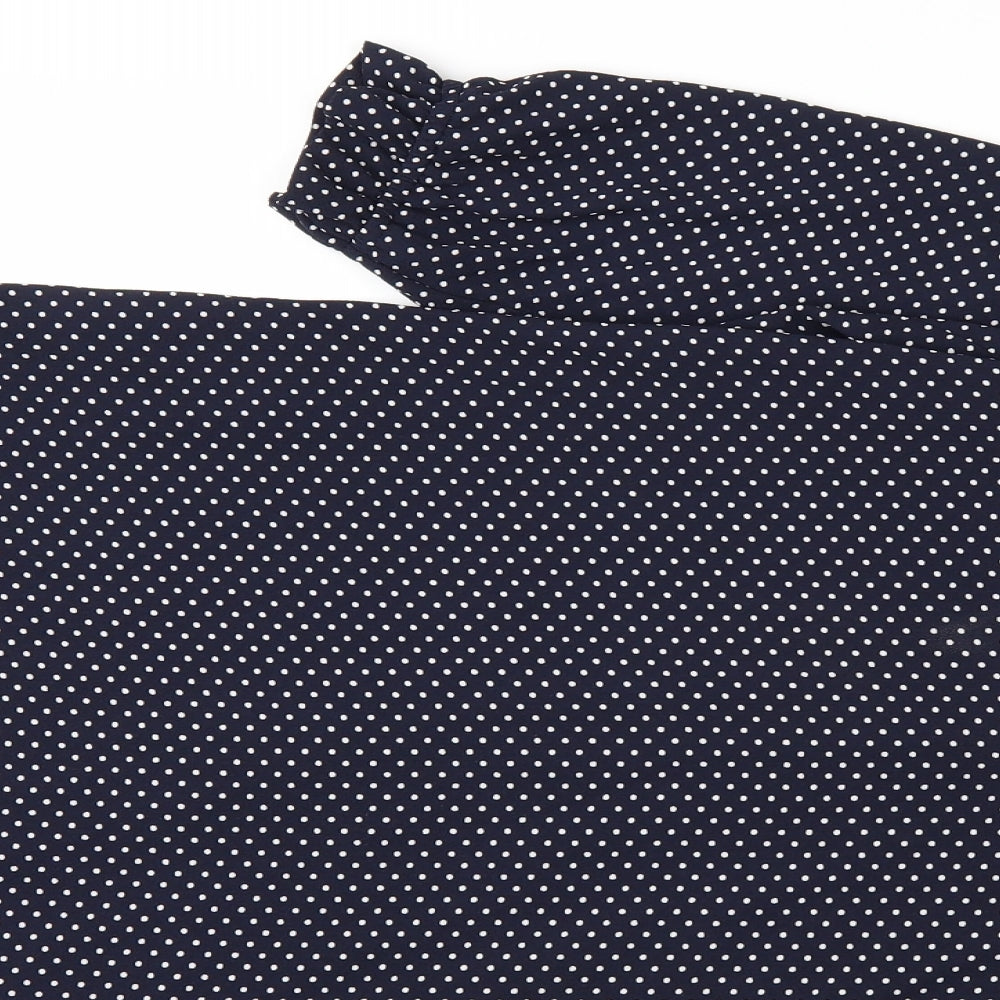 HM Womens Blue Polka Dot  Tunic Blouse Size 12