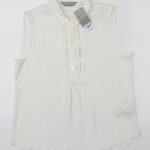 Dorothy Perkins Womens White   Cropped Button-Up Size 10