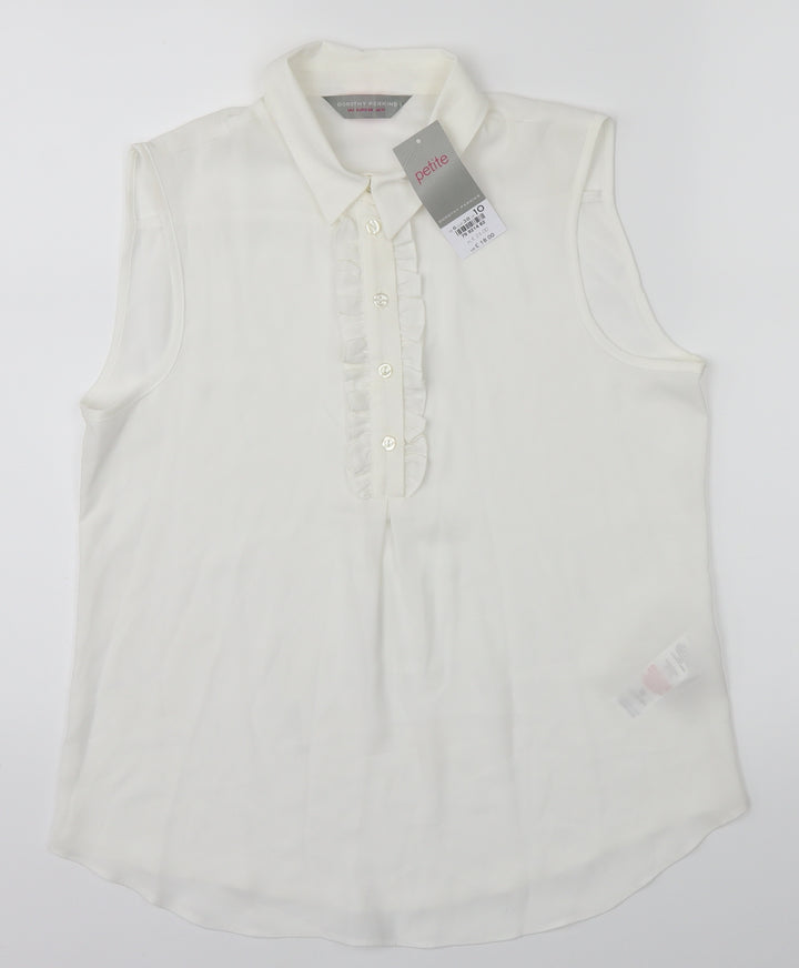 Dorothy Perkins Womens White Cropped Button-Up Size 10