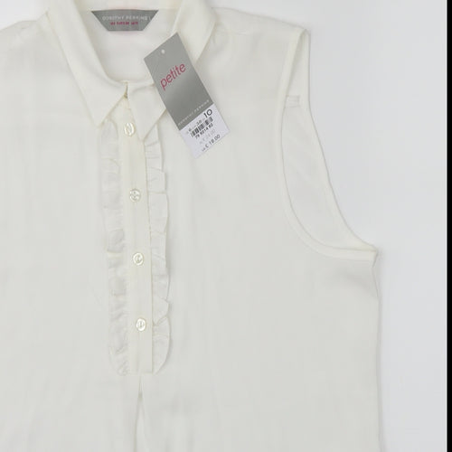 Dorothy Perkins Womens White   Cropped Button-Up Size 10