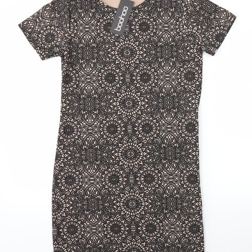 Boohoo Womens Brown Floral  Mini  Size M