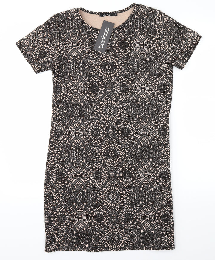 Boohoo Womens Brown Floral  Mini  Size M