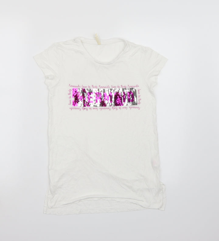 Young Dimension Girls White Basic T-Shirt Size 11-12 Years