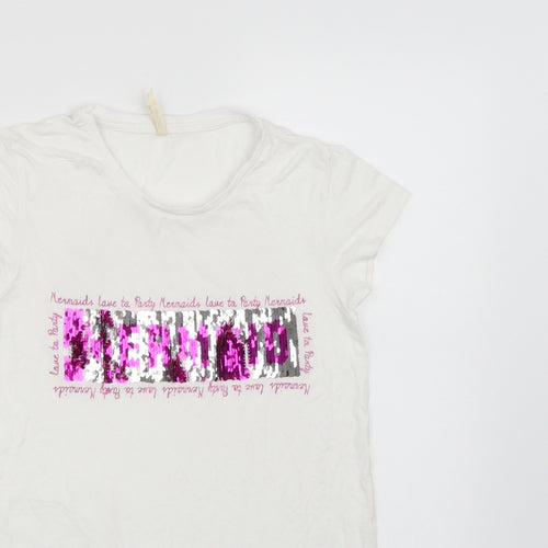 Young Dimension Girls White   Basic T-Shirt Size 11-12 Years
