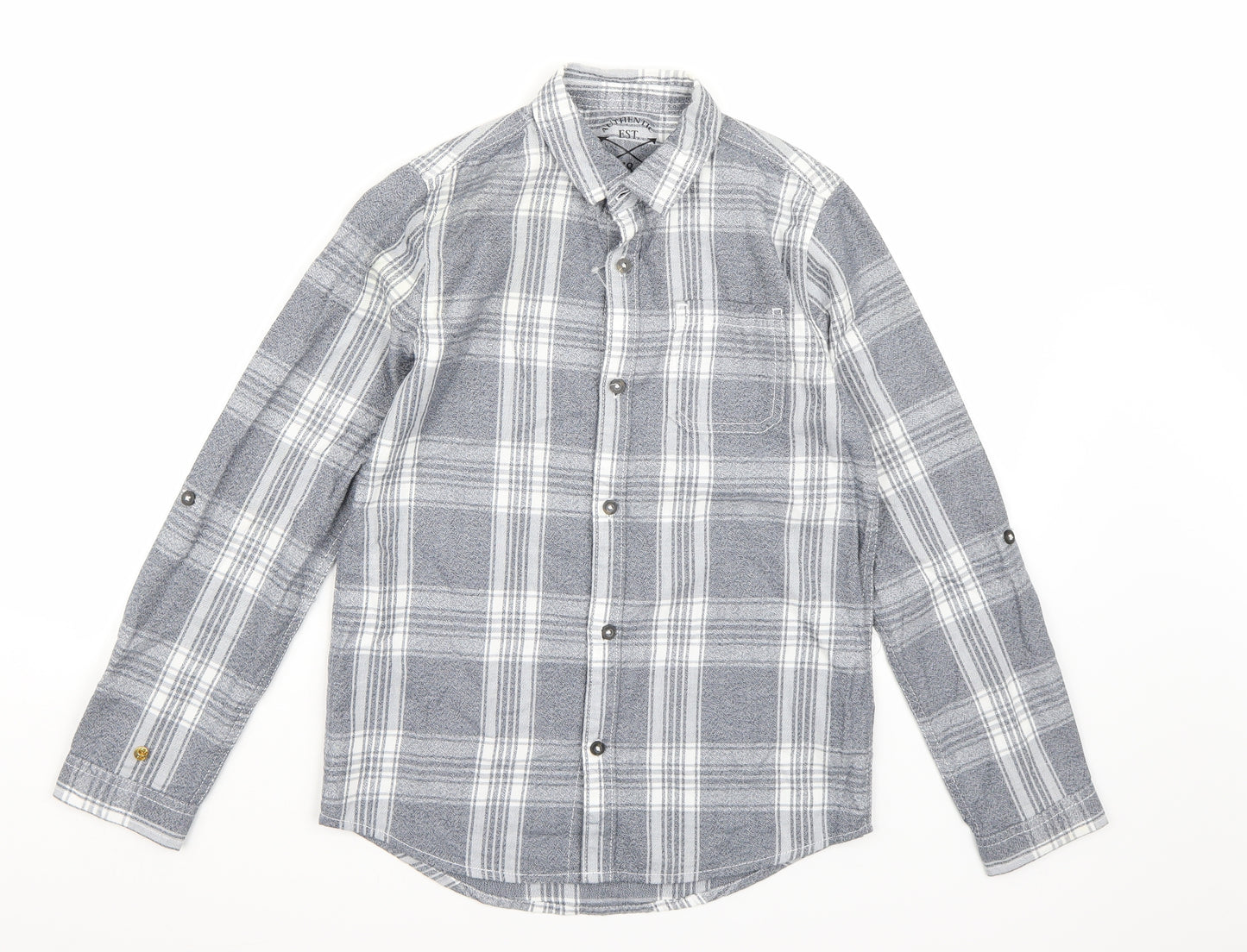 F&F Boys Blue Check  Basic Button-Up Size 10-11 Years