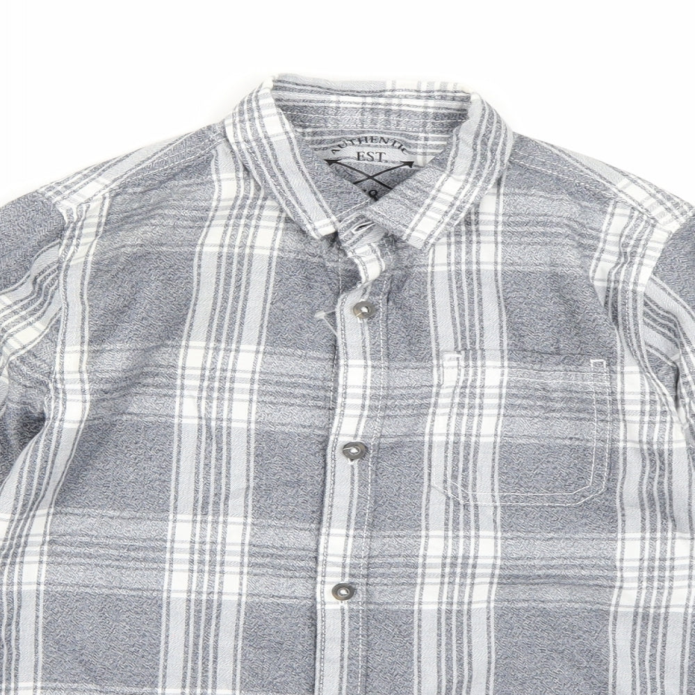 F&F Boys Blue Check  Basic Button-Up Size 10-11 Years