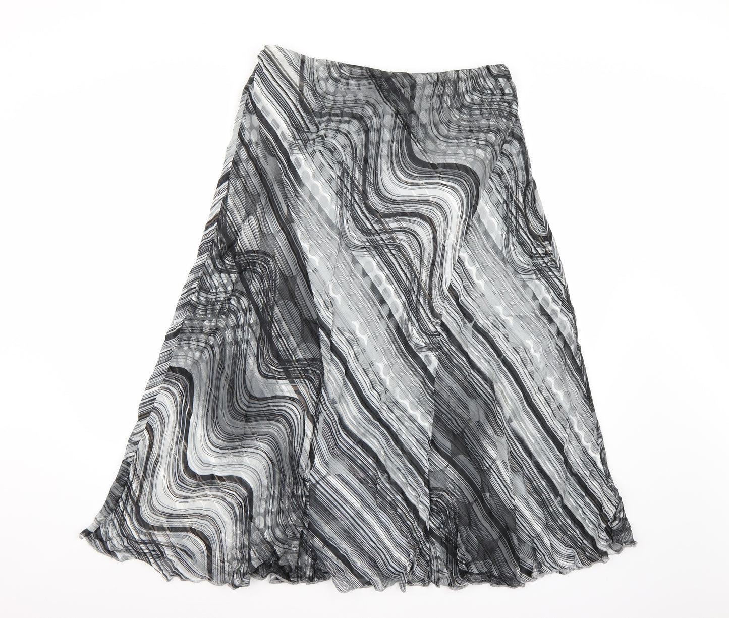 Per Una Womens Grey Geometric Chiffon Swing Skirt Size 16
