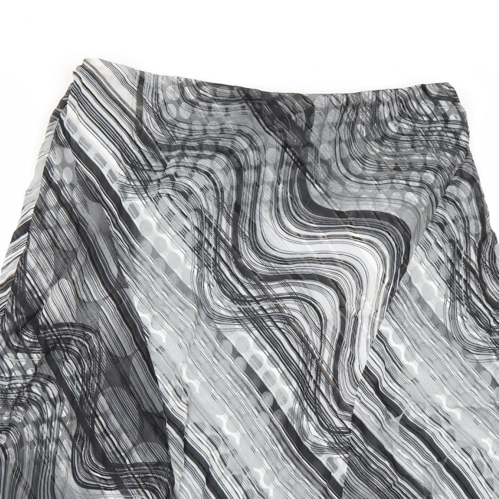 Per Una Womens Grey Geometric Chiffon Swing Skirt Size 16