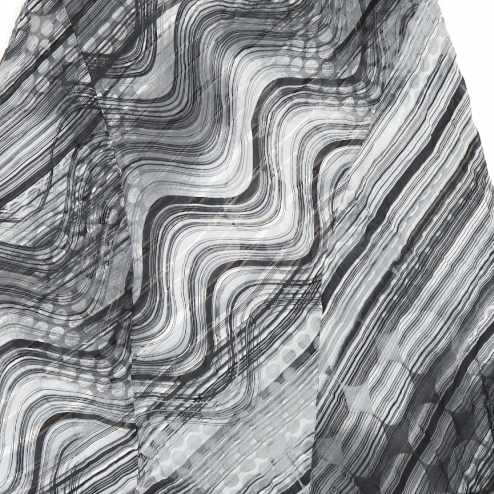 Per Una Womens Grey Geometric Chiffon Swing Skirt Size 16