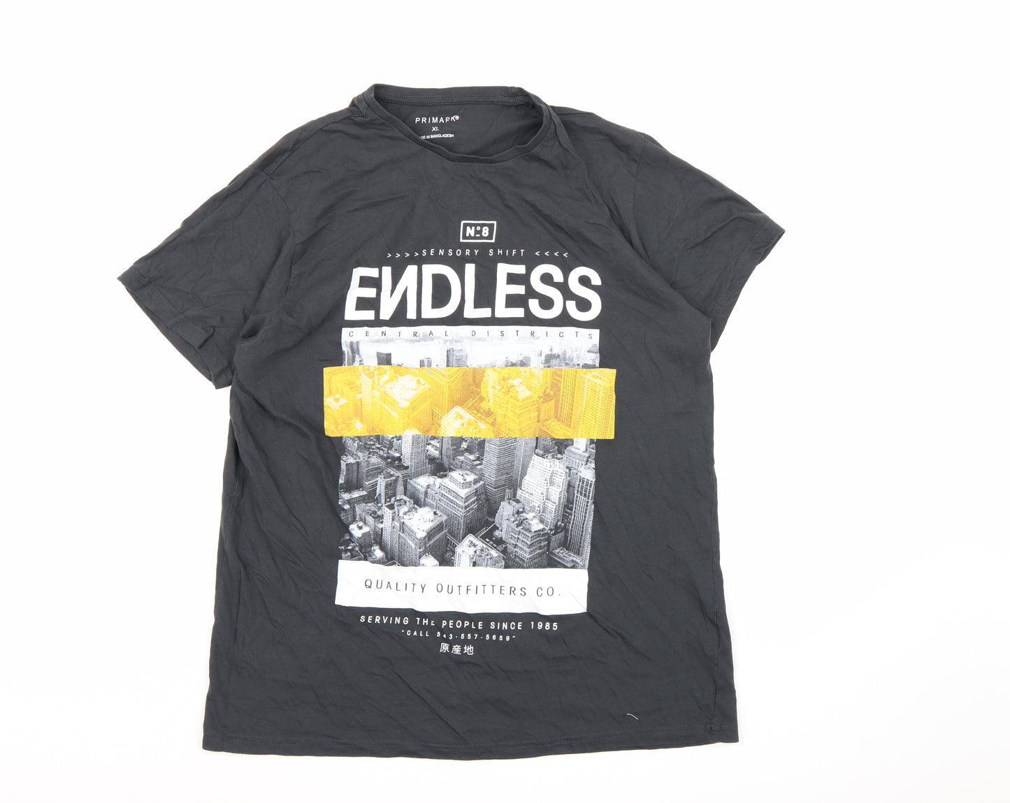 Primark Mens Grey    T-Shirt Size XL