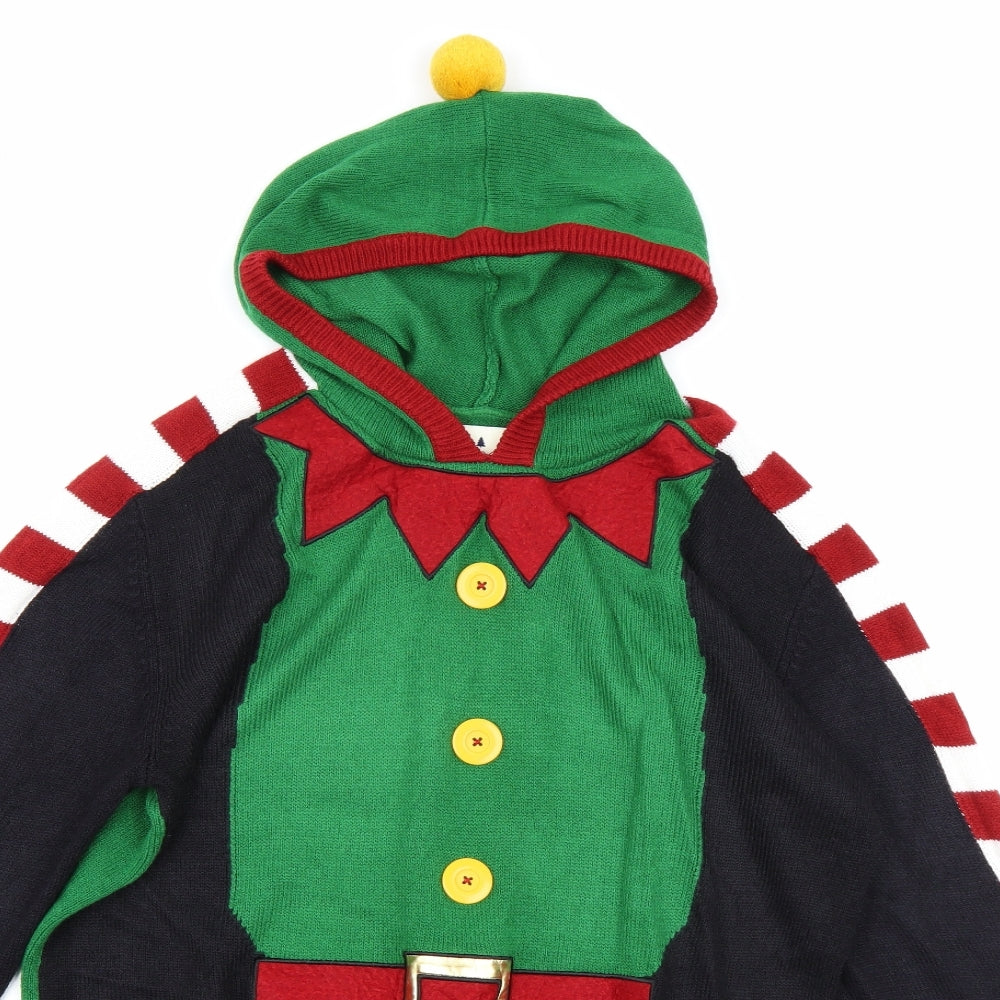 NEXT Mens Multicoloured  Knit Pullover Hoodie Size L  - Elf Christmas