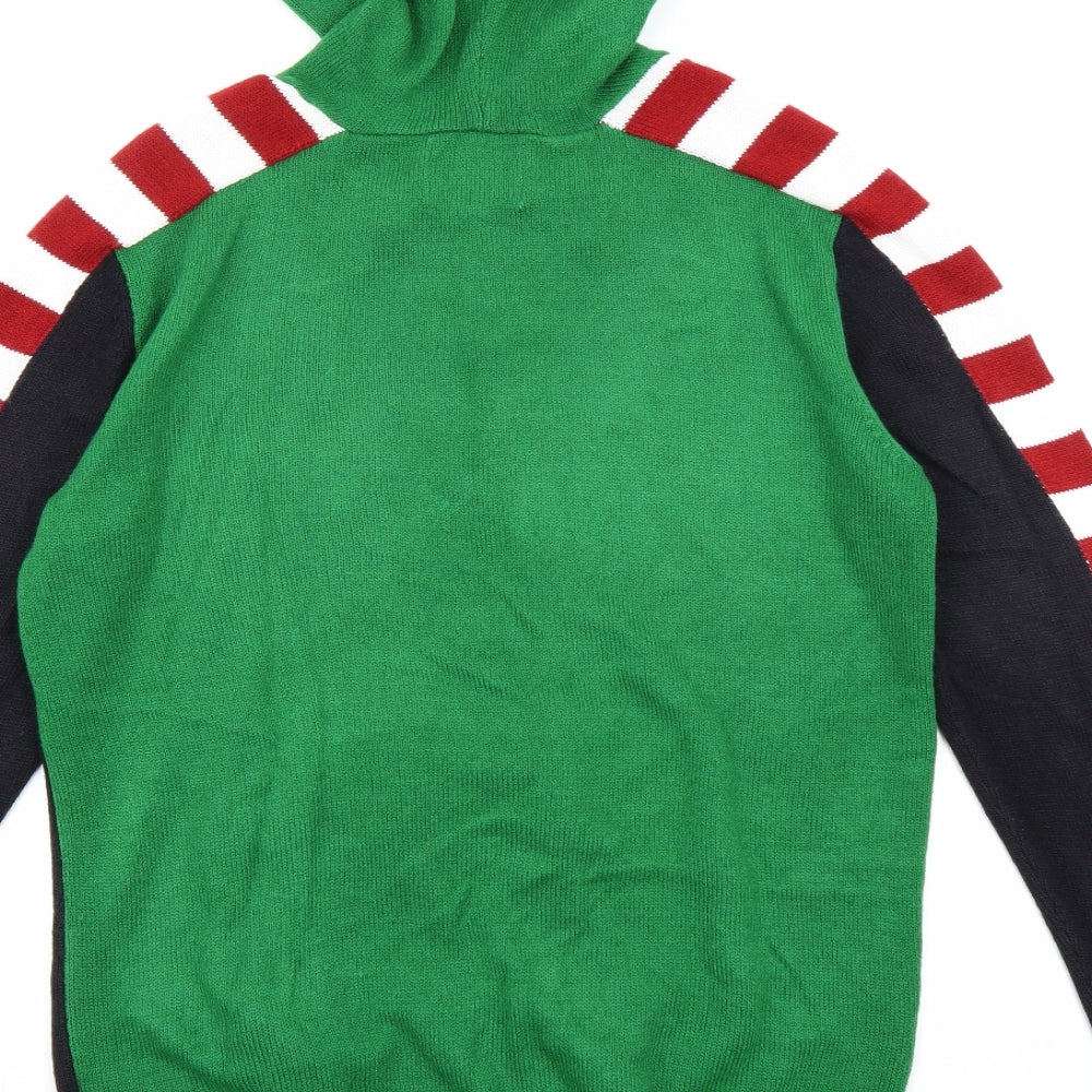 NEXT Mens Multicoloured  Knit Pullover Hoodie Size L  - Elf Christmas