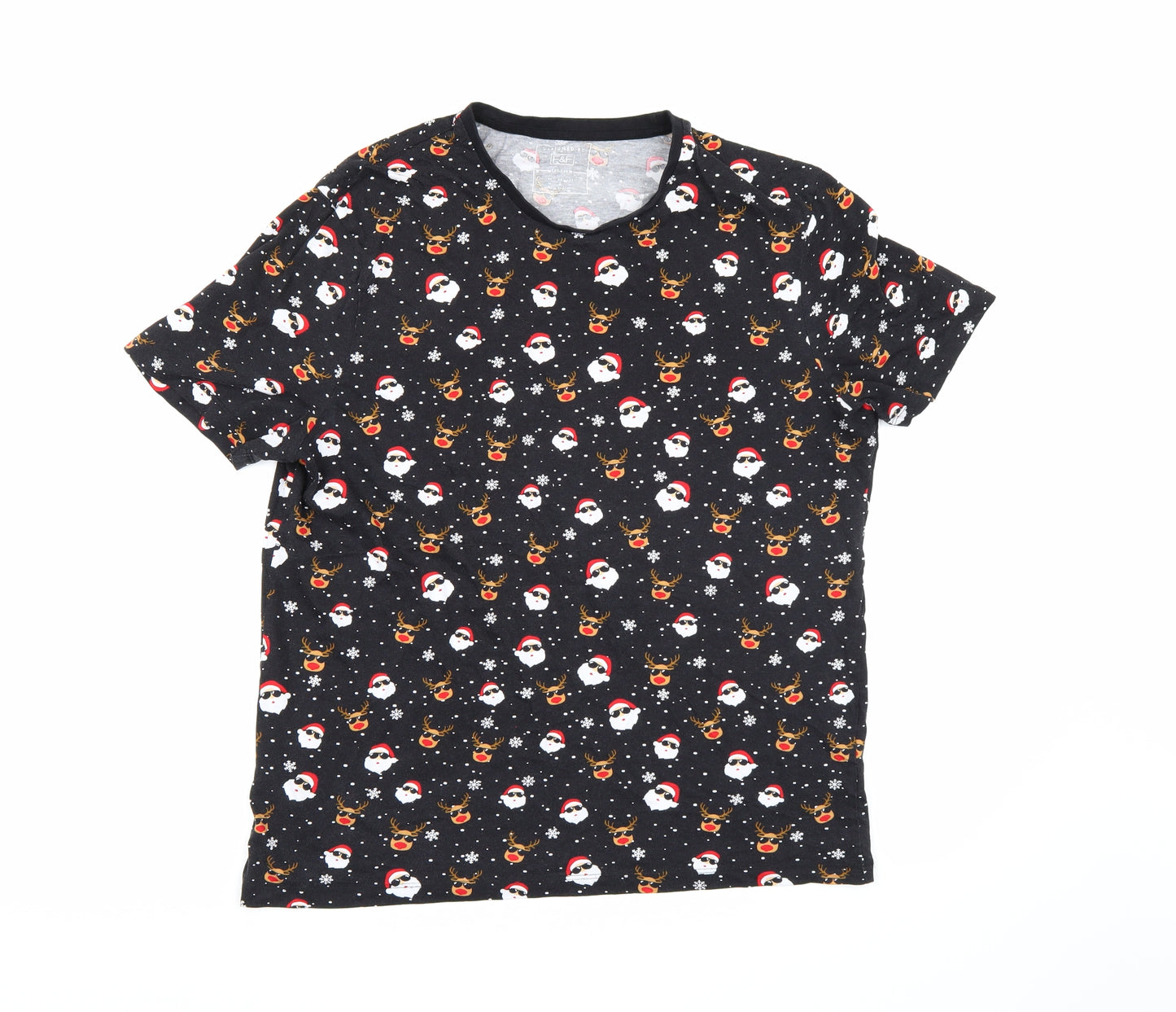 F&F Mens Black    T-Shirt Size XL  - Christmas Tshirt