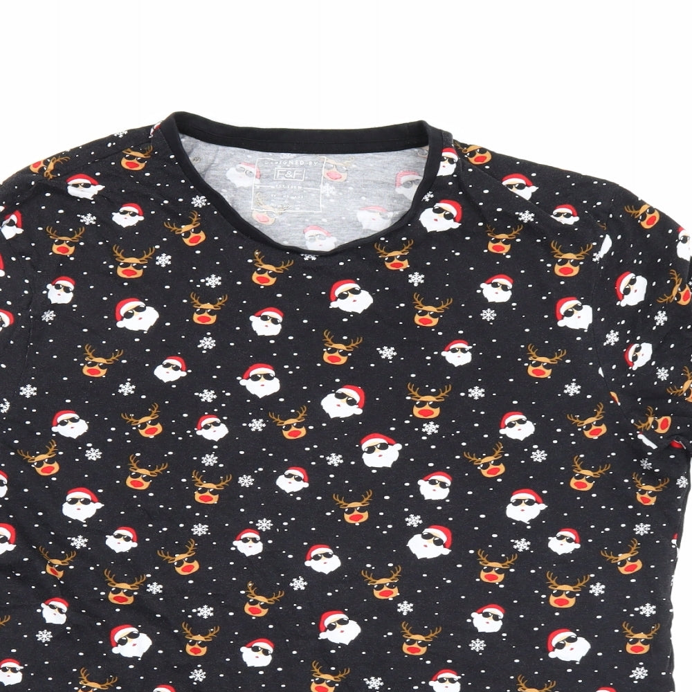 F&F Mens Black    T-Shirt Size XL  - Christmas Tshirt
