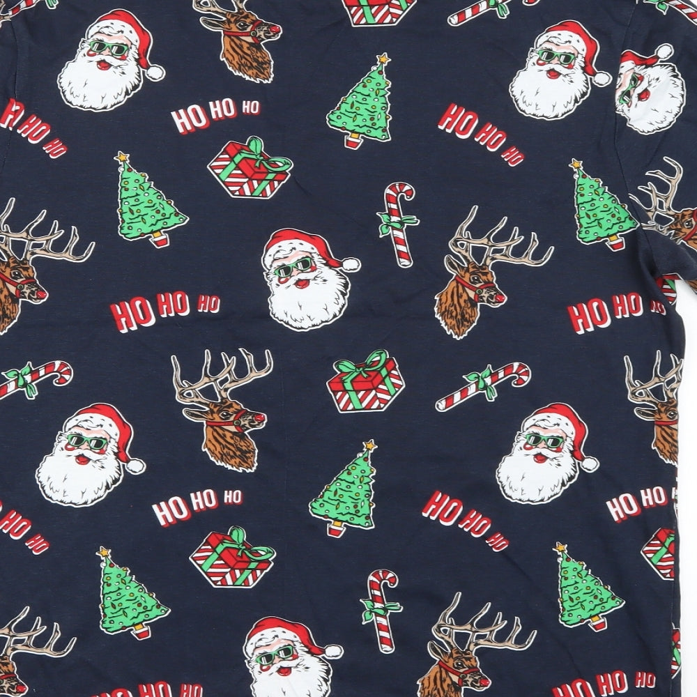 F&F Mens Blue    T-Shirt Size L  - Christmas
