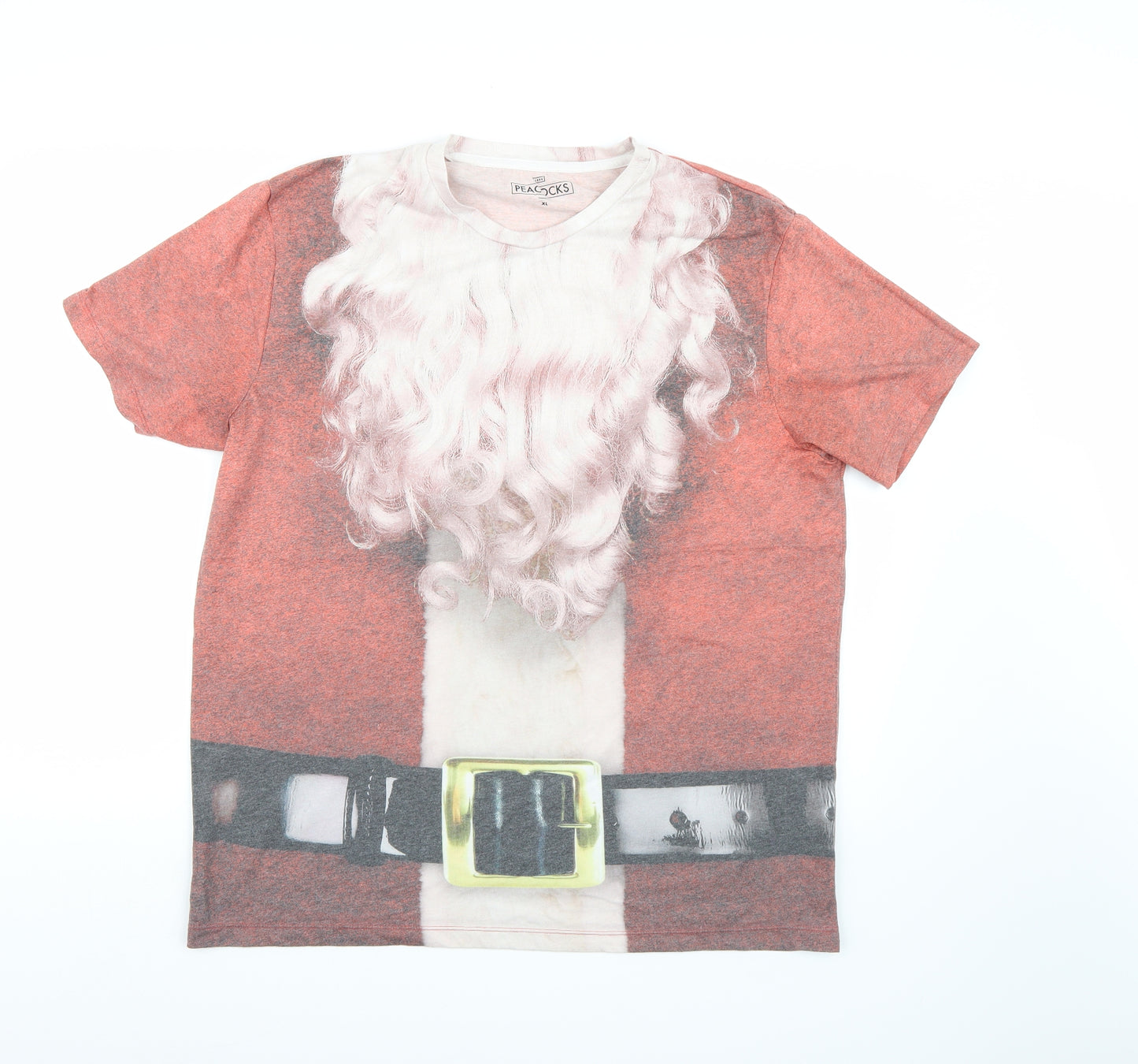 Peacocks Mens Multicoloured    T-Shirt Size XL  - Santa