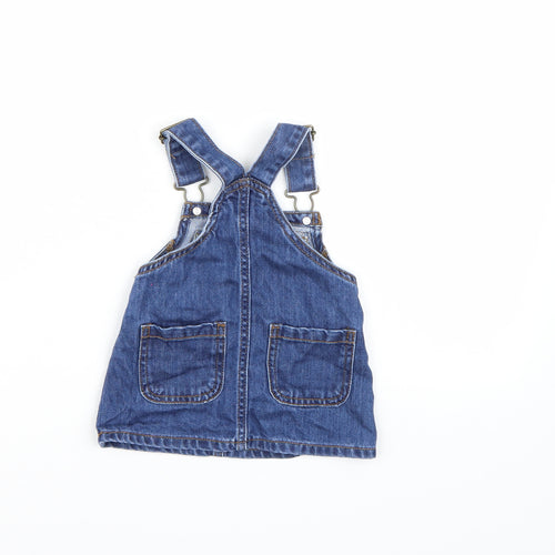 NEXT Girls Blue  Denim Pinafore/Dungaree Dress  Size 3-6 Months