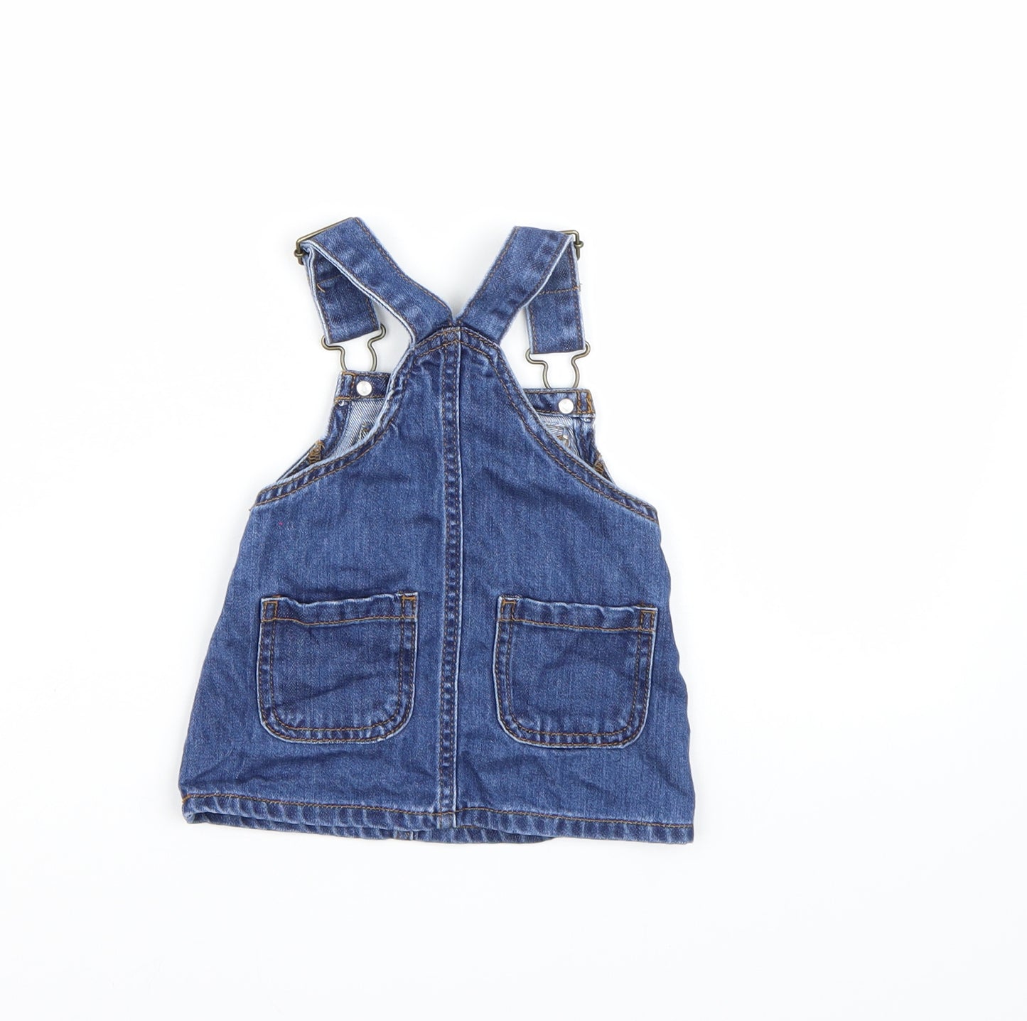 NEXT Girls Blue  Denim Pinafore/Dungaree Dress  Size 3-6 Months
