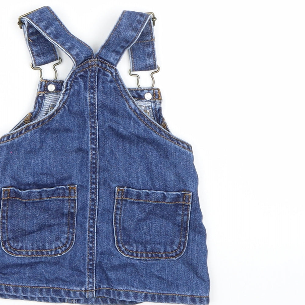 NEXT Girls Blue  Denim Pinafore/Dungaree Dress  Size 3-6 Months