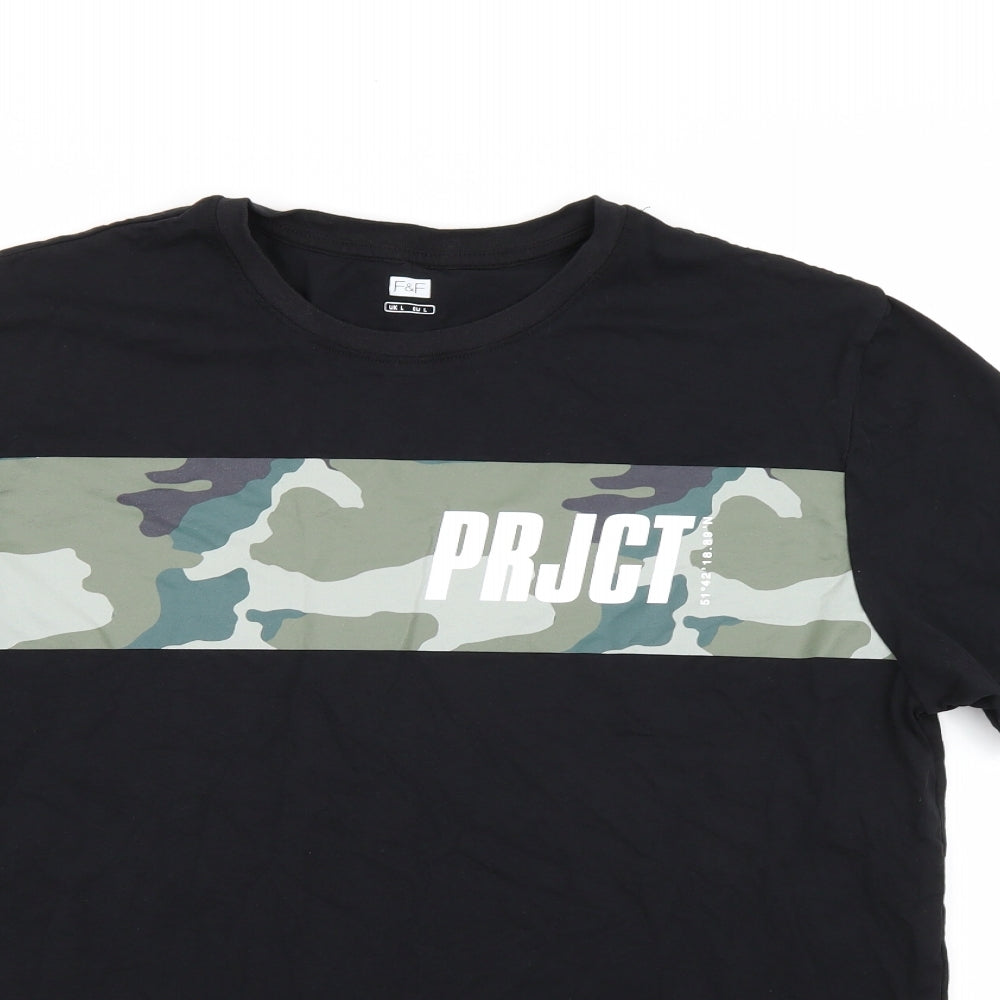 F&F Mens Black    T-Shirt Size L