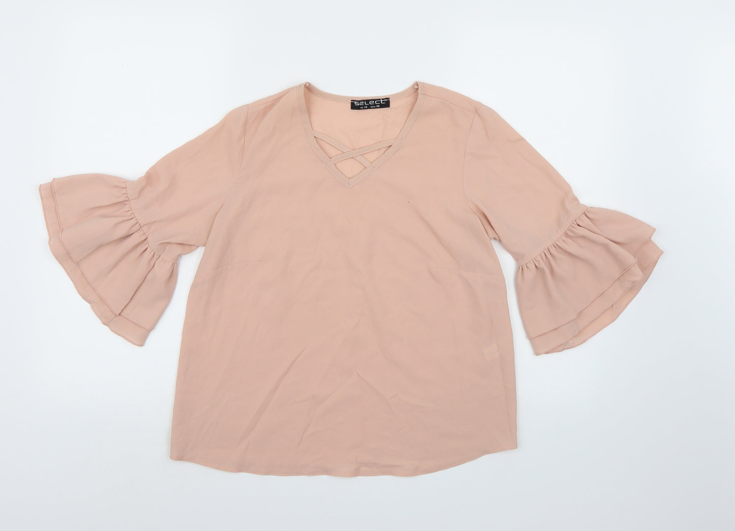 Select Womens Pink  Chiffon Basic Blouse Size 10