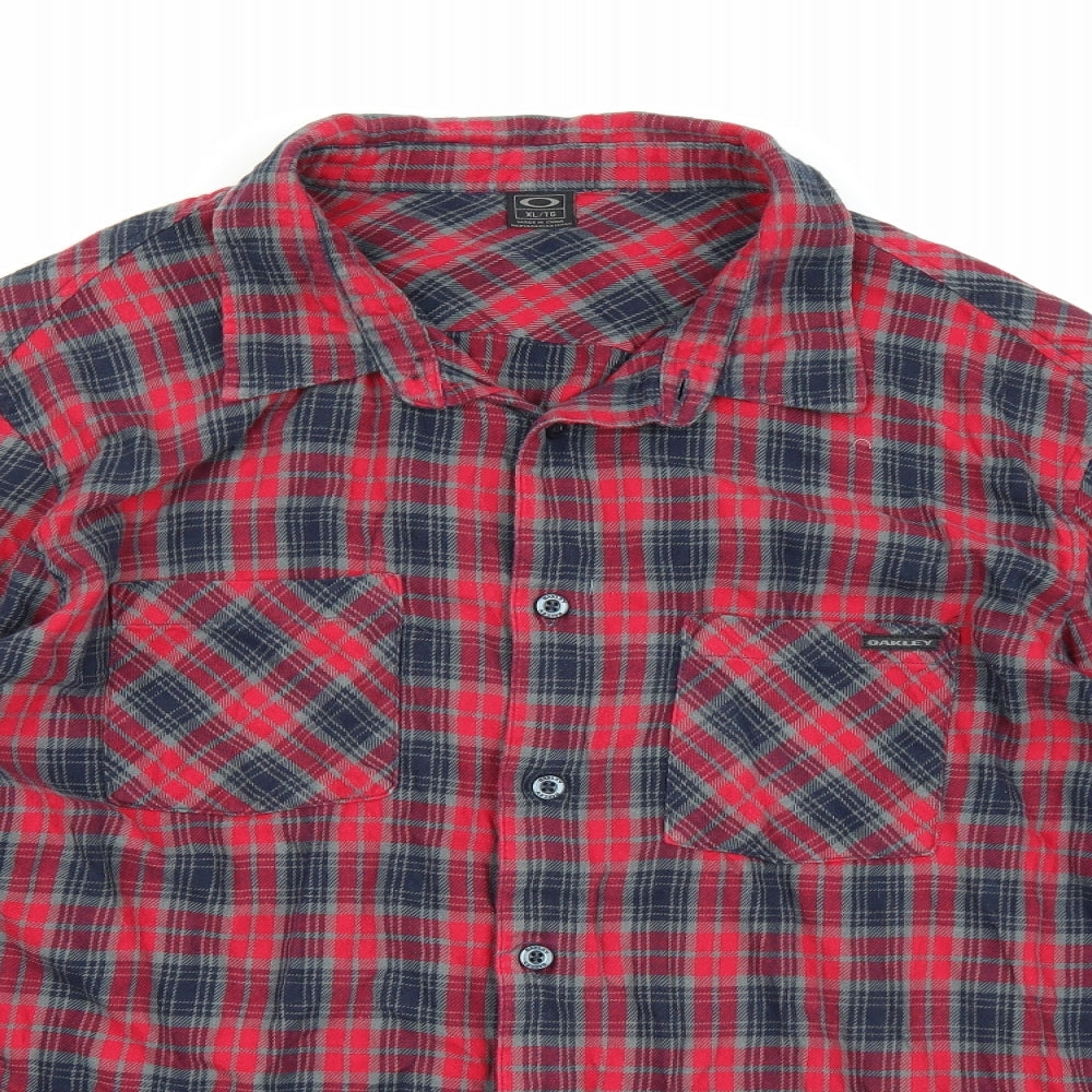 Oakley Mens Pink Check   Button-Up Size XL