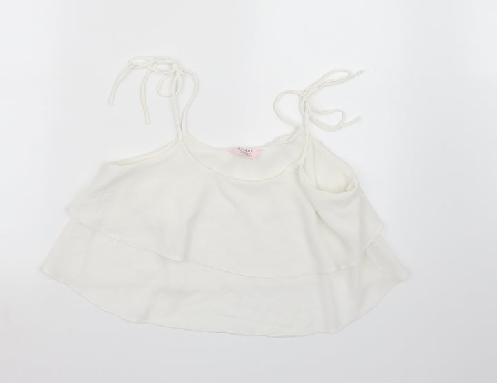 Miss Selfridge Womens White  Chiffon Cropped Tank Size 10