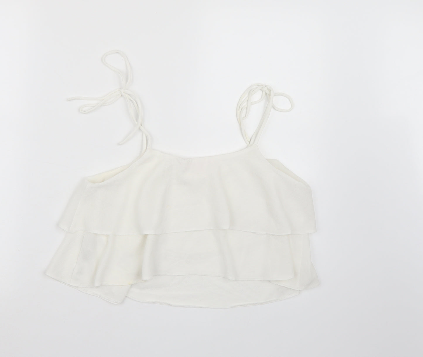 Miss Selfridge Womens White  Chiffon Cropped Tank Size 10