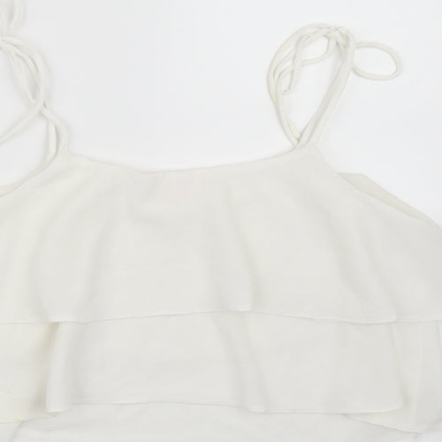 Miss Selfridge Womens White  Chiffon Cropped Tank Size 10